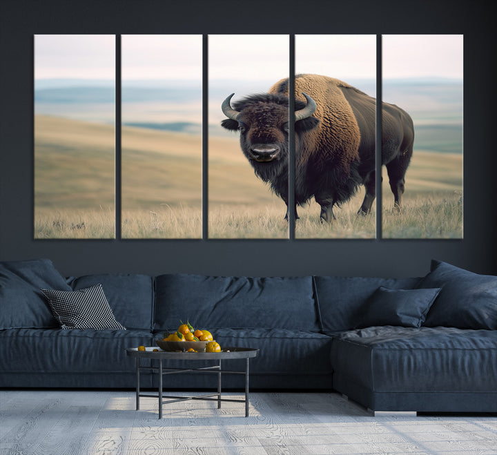 Bison Wall Art Wall Art Canvas Print, Buffalo Canvas Print Print, Framed American Bison Decor Art Print, Large Frontier Style Printing Perfect