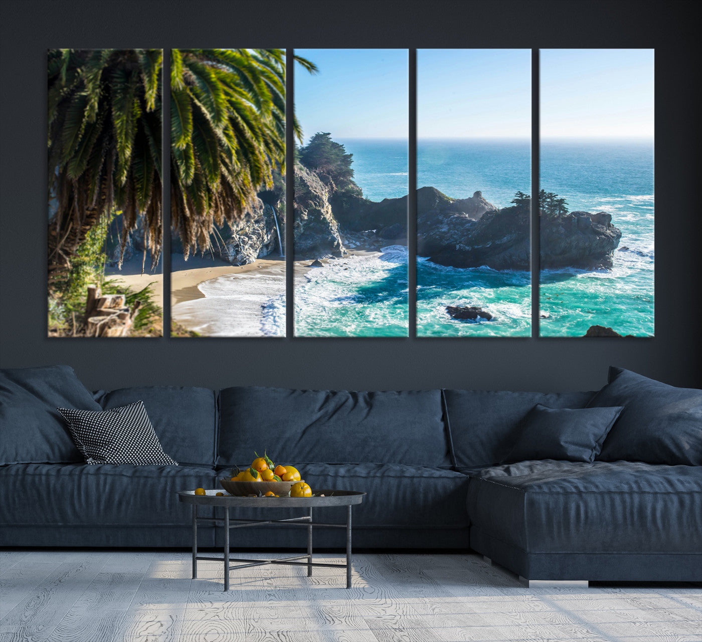 49714835-MGV-CV-36X24-Big Sur Wall Art Canvas Print – Framed California Coastline Tropical Ocean Photography Scenic Artwork for Home Office