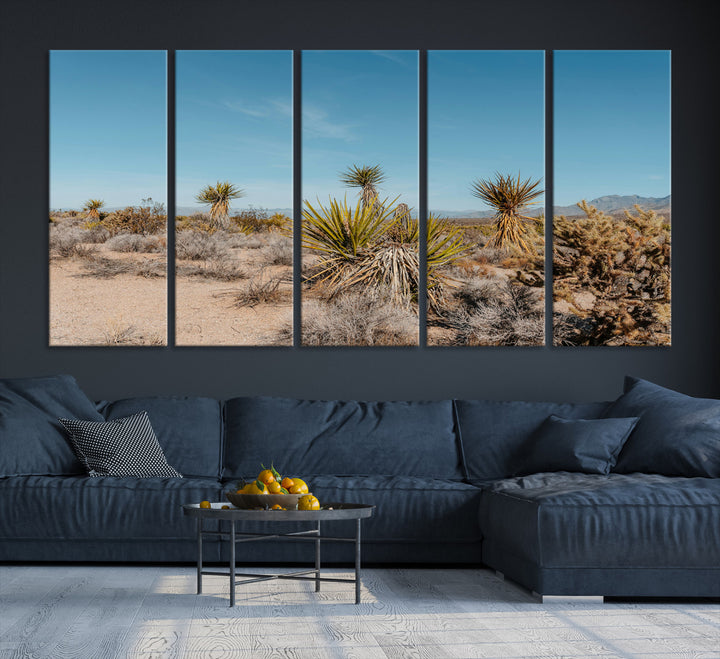 Joshua Tree Wall Art Canvas Print, Desert Landscape Print, Framed Warm Earth Tones Art Print, Large California Southwest Printing