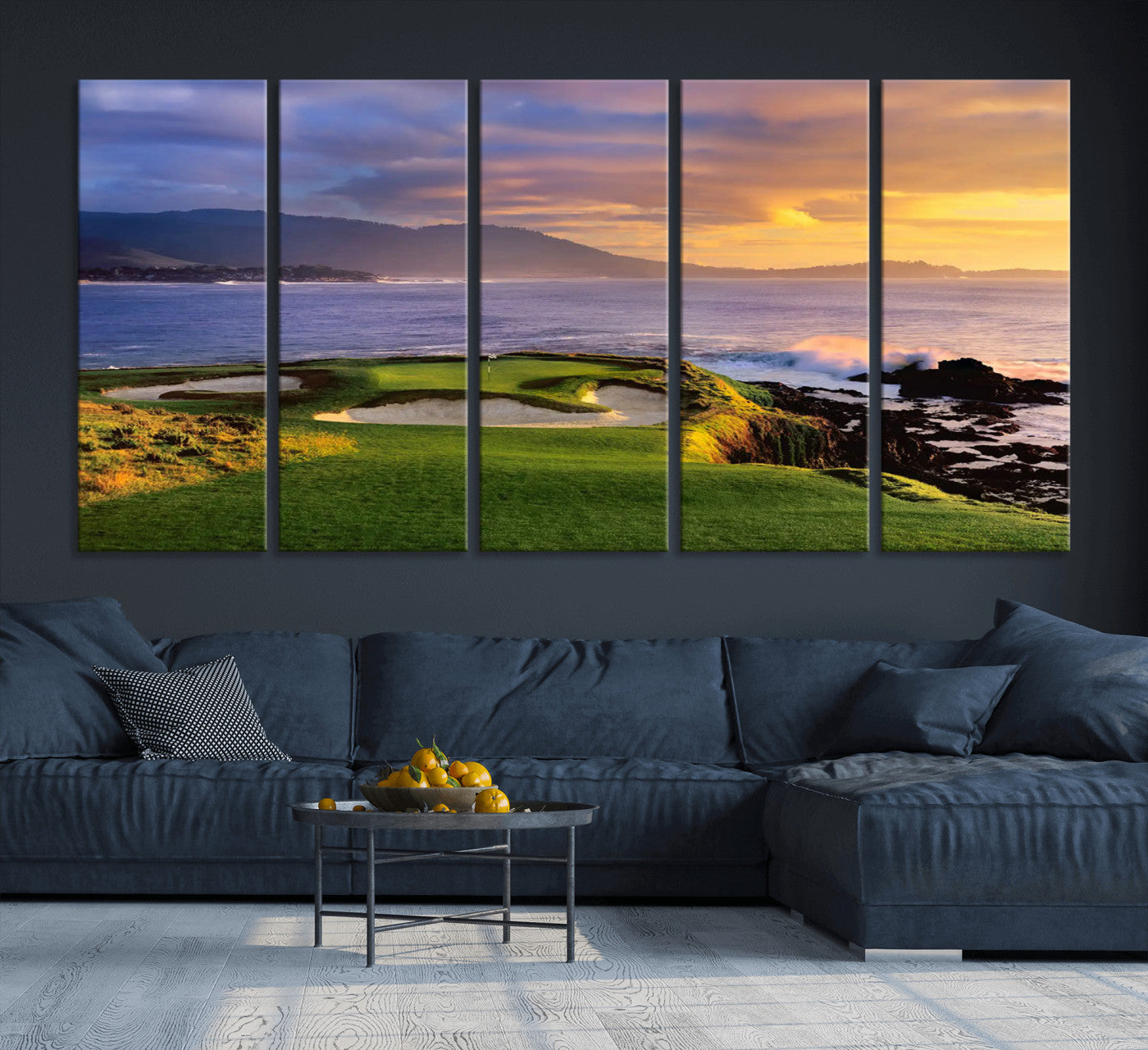 73699248-MGV-CV-36X24-Pebble Beach Golf Links Wall Art Canvas Print – Iconic Coastal Golf Course Artwork, Perfect for Office, Man Cave, or Golf Lover’s Decor