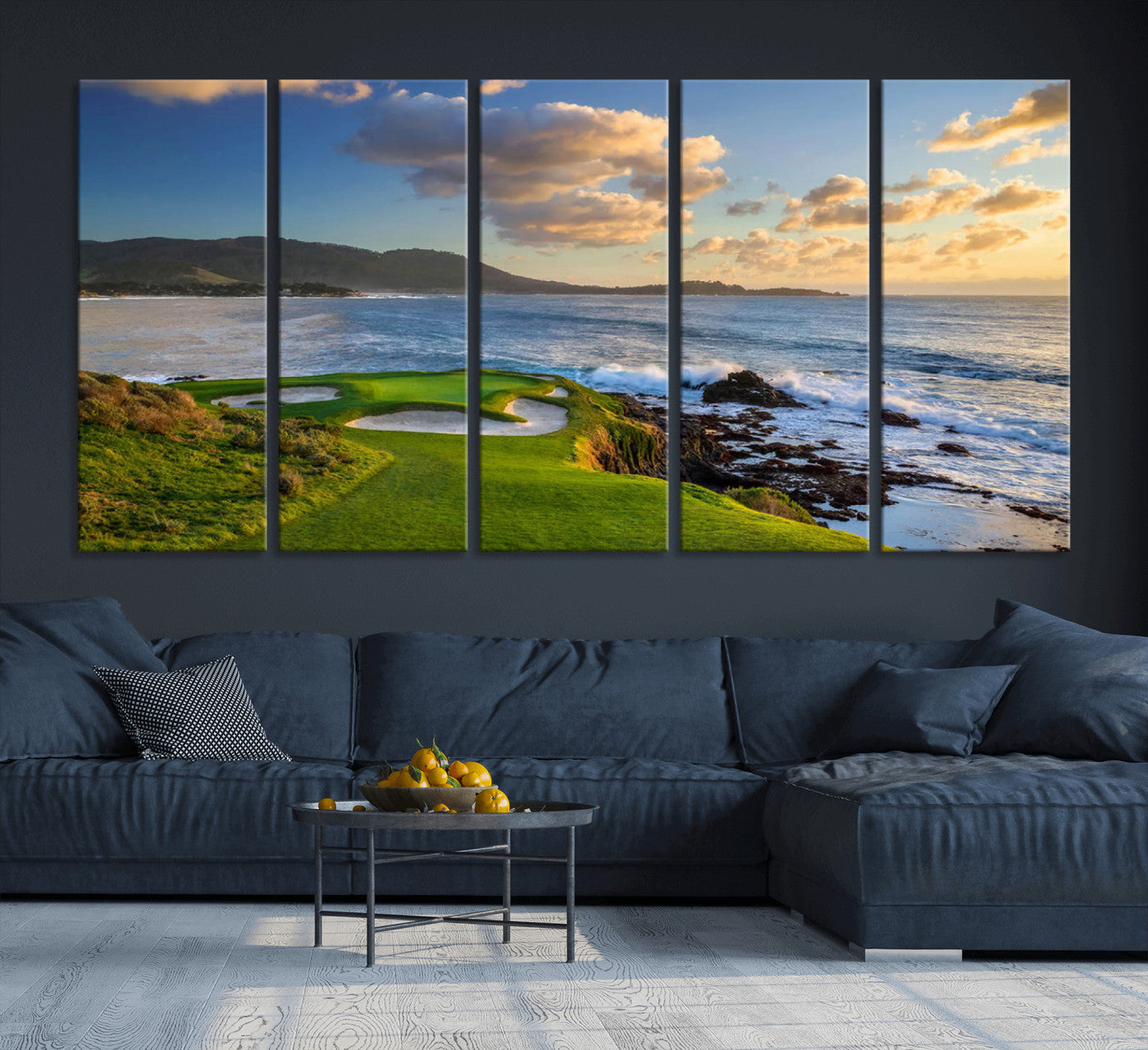 50107048-MGV-CV-36X24-Pebble Beach Golf Links Wall Art Canvas Print – Iconic Coastal Golf Course Artwork, Perfect for Office, Man Cave, or Golf Lover’s Decor