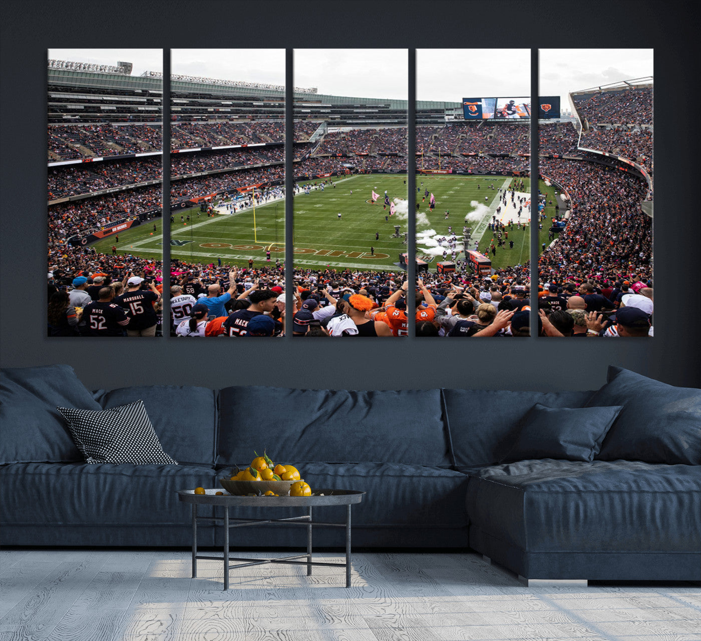 18347149-MGV-CV-36X24-Chicago Bears Soldiers Field Wall Art Canvas Print – Framed Football Stadium Artwork for Sports Fans, Soldier Field Skyline Canvas Decor for Game Room