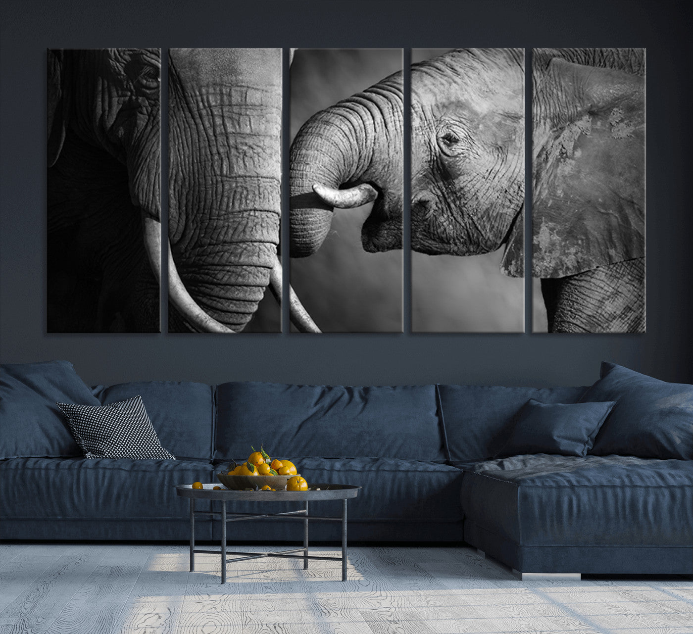 42691-MGV-CV-36X24-Elephant Family Wall Art Canvas, Framed Elephant Family Canvas Print