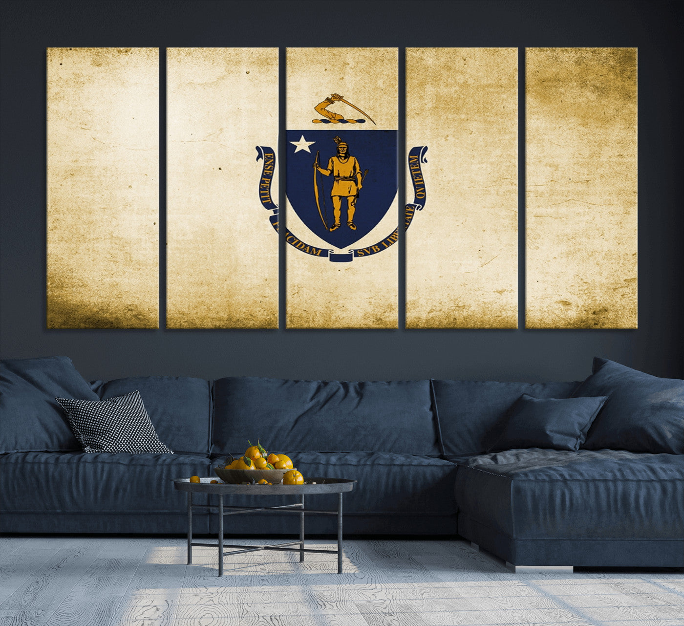 37316-MGV-CV-36X24-Massachusetts Flag Wall Art Canvas Print