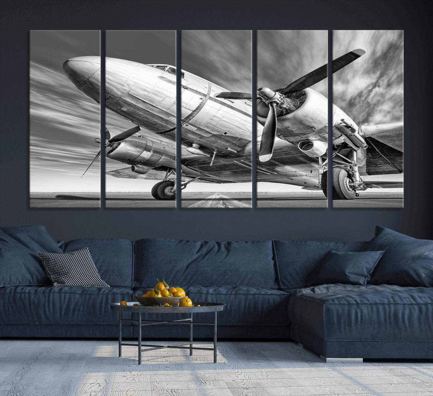 82744-MGV-CV-36X24-Vintage Airplane on Runway Canvas Print