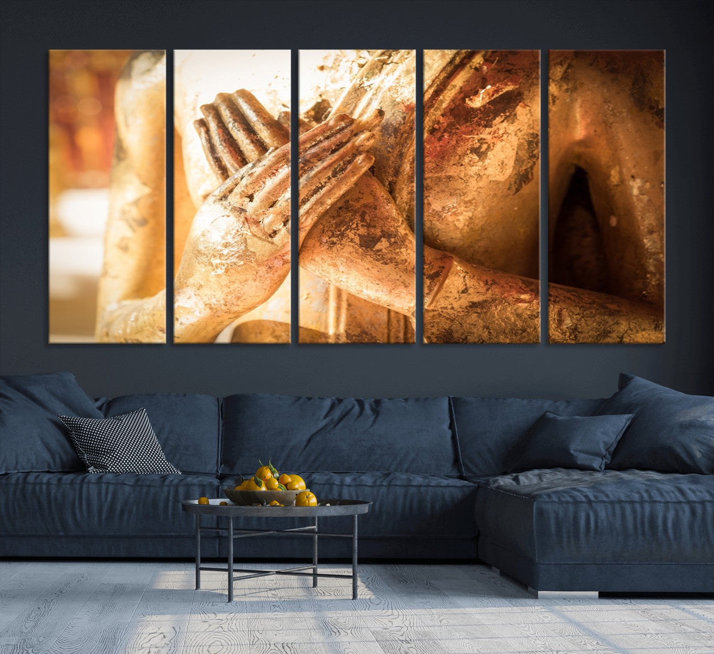 87005-MGV-CV-36X24-Buddha Statue Hands Wall Art Canvas Print
