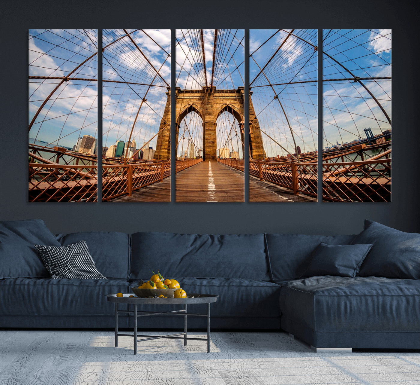 44467-MGV-CV-36X24-Brooklyn Bridge Manhattan Wall Art Canvas Print