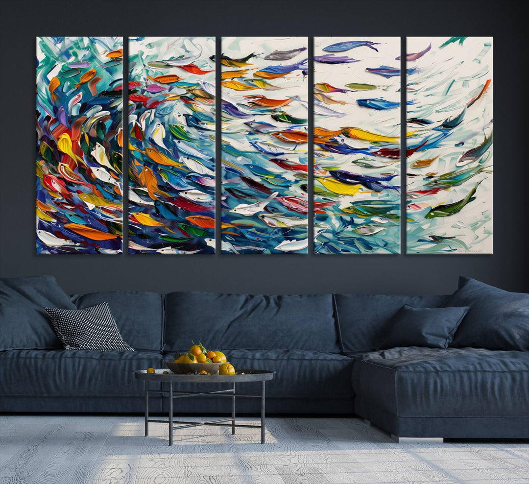 Abstract Fish Shoal Wall Art Canvas Print