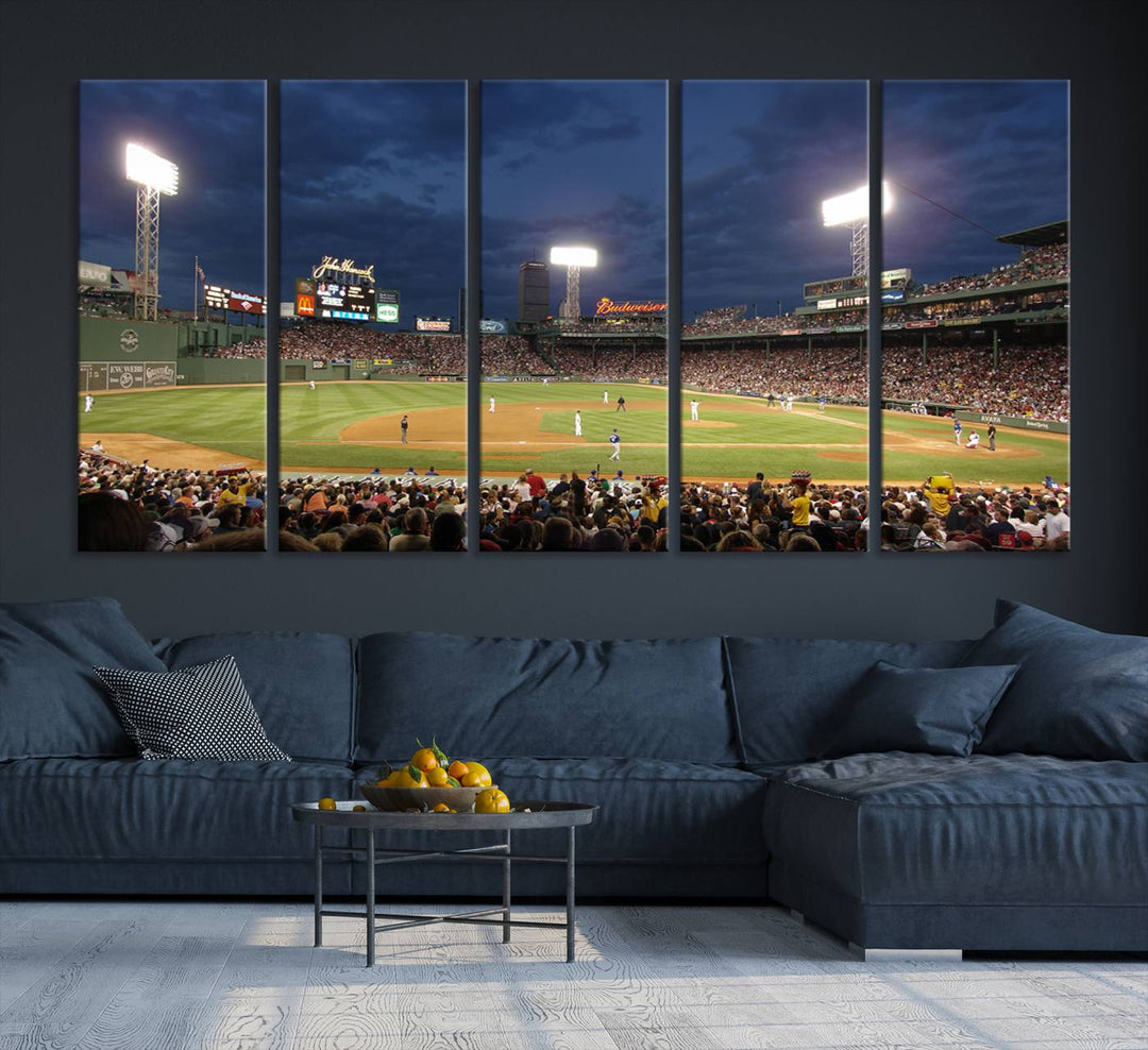 The Boston Red Sox Fenway Park Canvas: a cozy baseball scene, perfect wall art.