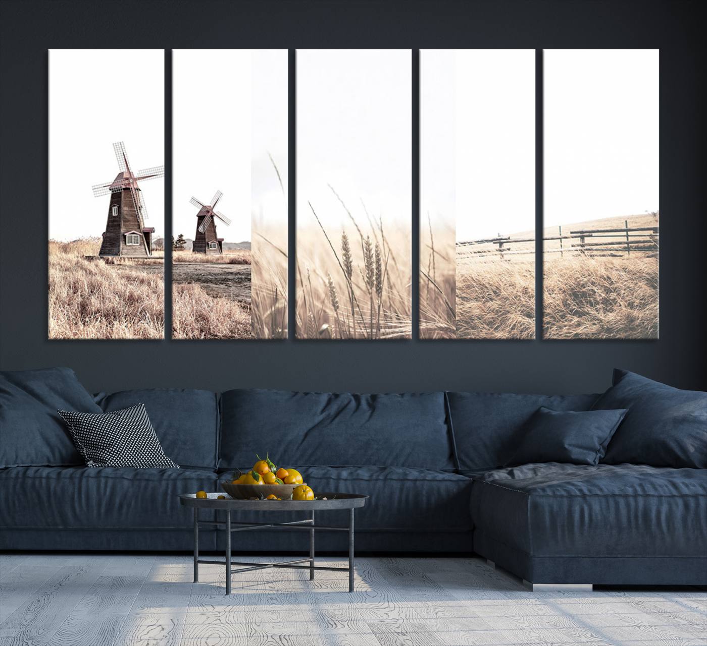 56649-MGV-CV-60X30-3P-Farm Prints Set, Farmhouse Wall Art Canvas, Country House Decor, Country House Decor, Barn Print, Wheat Print