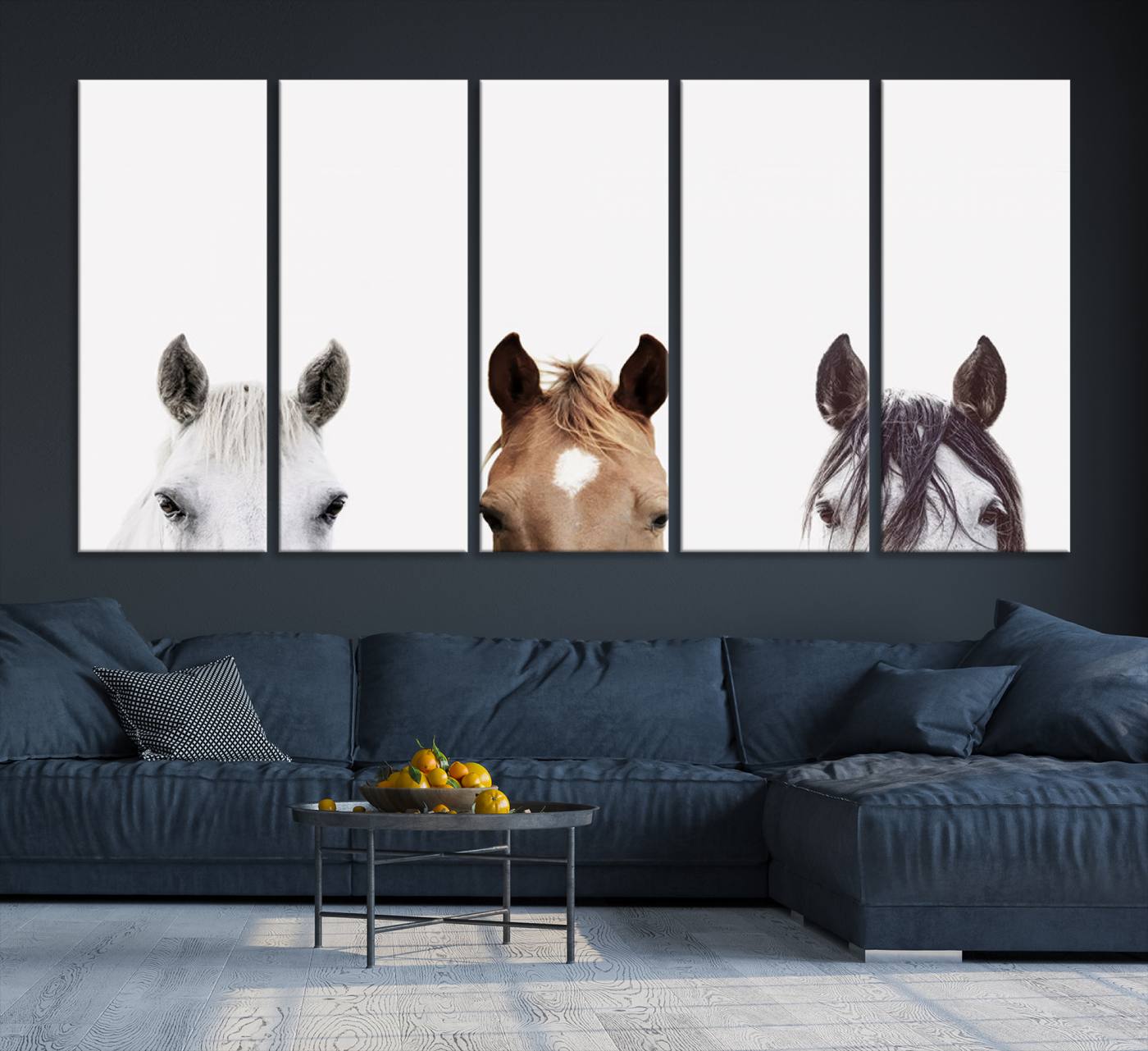 59160-MGV-CV-60X30-3P-Horse Prints Set, Set of 3 Horse Wall Art, Horses Portraits, Farmhouse Wall Art, Farm Animals Canvas, Animals Portraits Set, Horse Poster