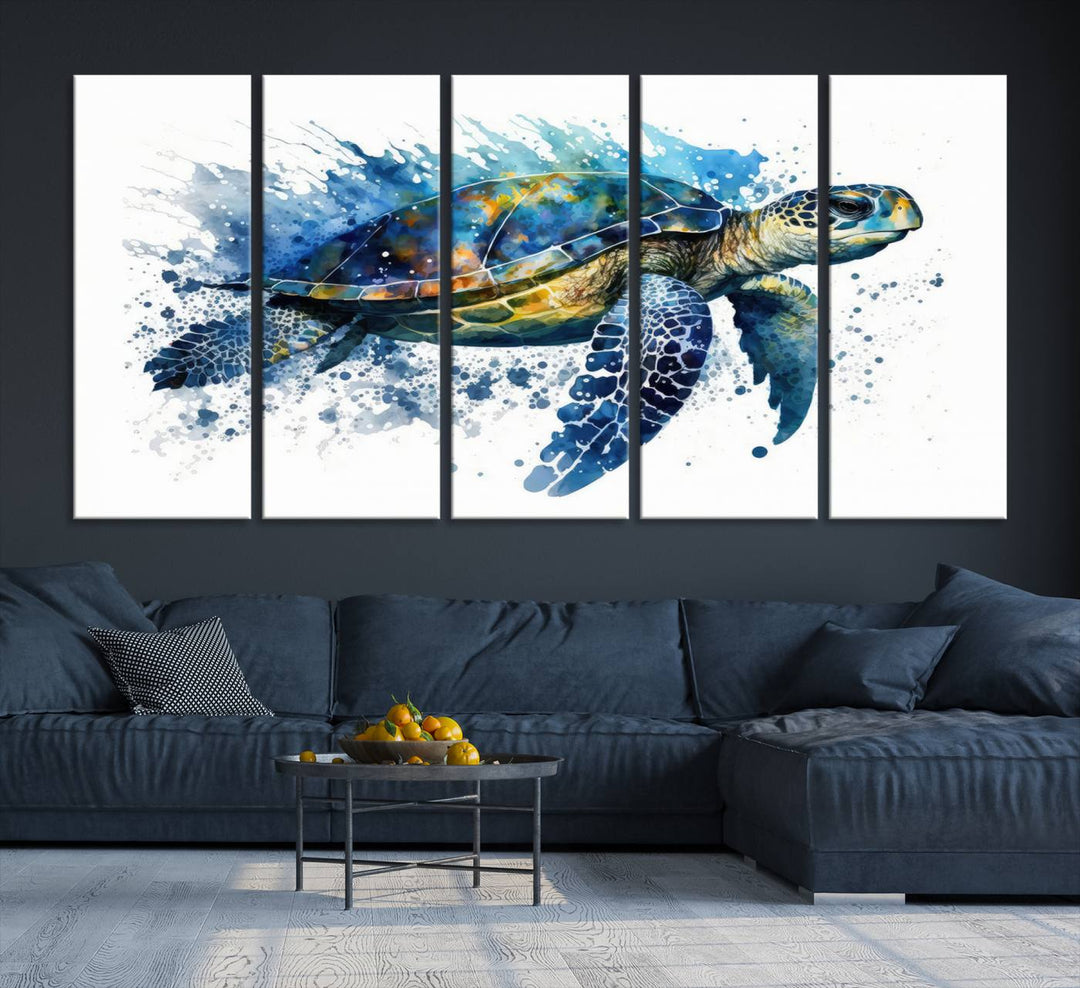 Watercolor Turtle Wall Art Canvas Print