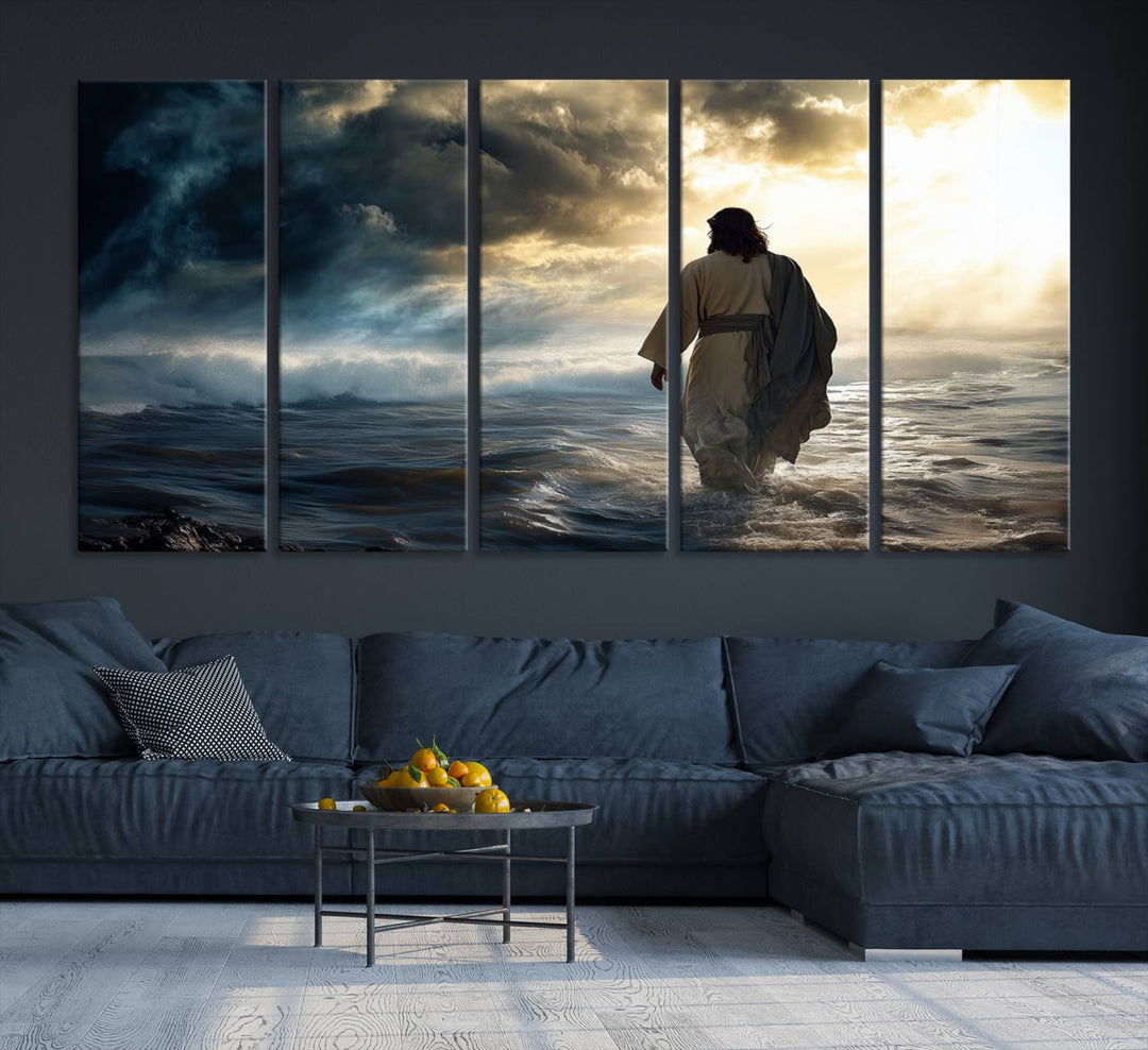 Jesus Walking on Water Wall Art | Canvas Print | Ready to Hang | Christian Home Decor | Spiritual Faith Wall Art | Inspirational Religious Wall Decor