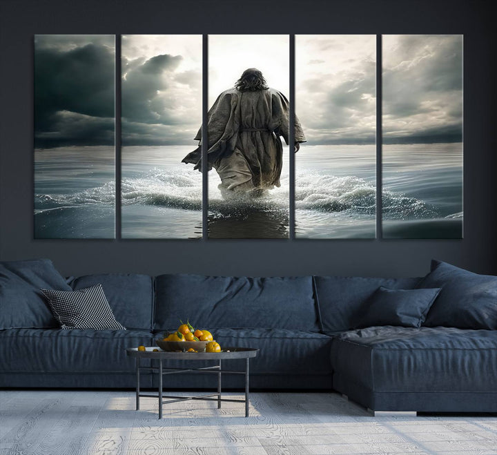 Jesus Walking on Water Wall Art | Canvas Print | Ready to Hang | Christian Home Decor | Spiritual Faith Wall Art | Inspirational Religious Wall Decor