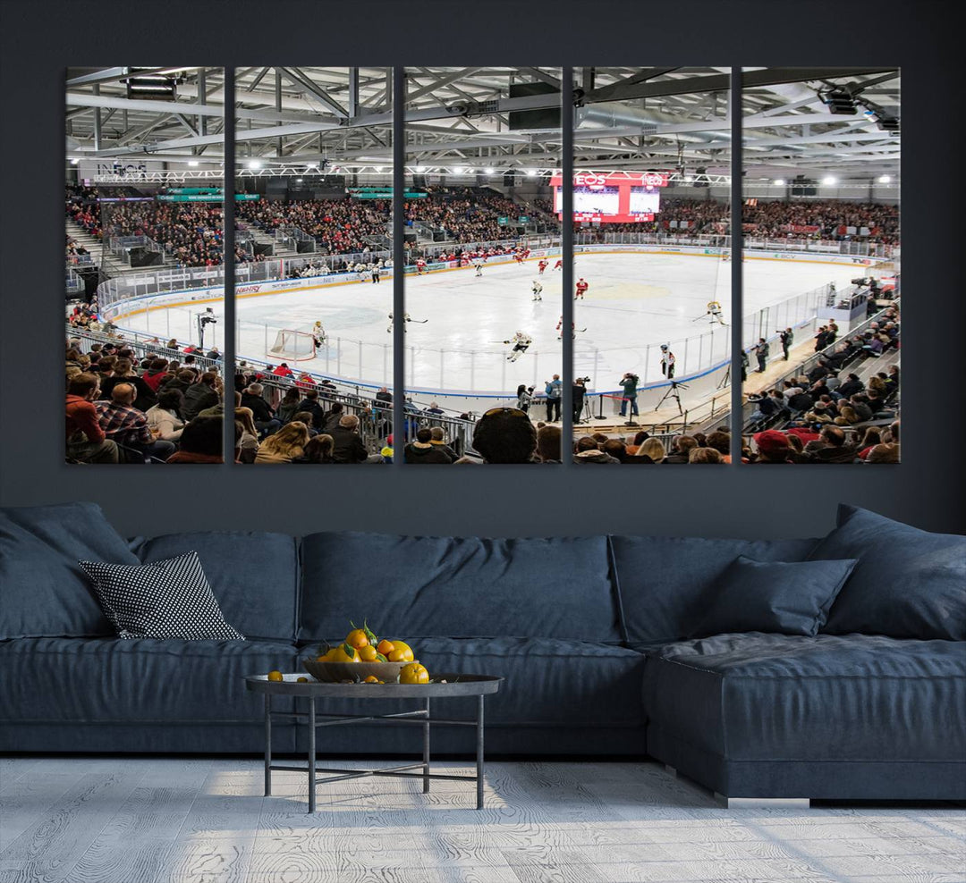 Lausanne Arena Ice Hockey Stadium Wall Art Canvas Print