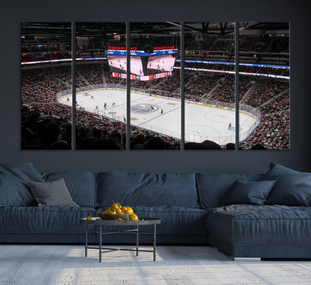 Rogers Place Edmonton Oilers Ice Hockey Stadium Wall Art Canvas Print