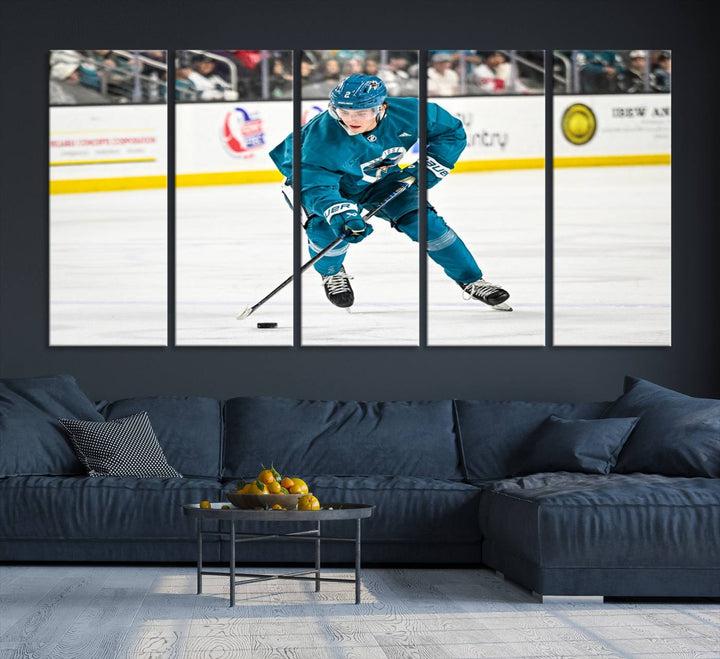 San Jose SharksIce Hockey Player Wall Art Canvas Print