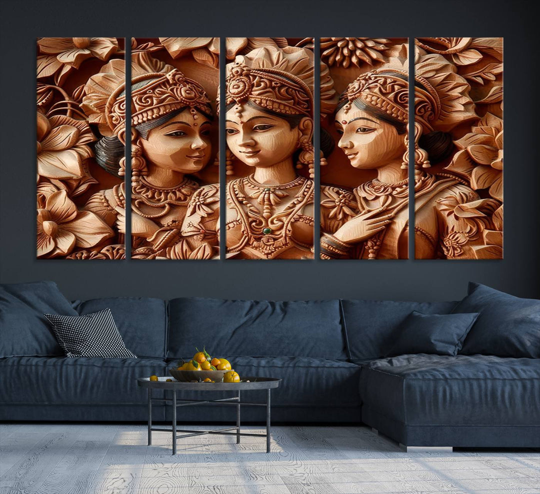 Indian Woman Statue Wall Art Canvas Print