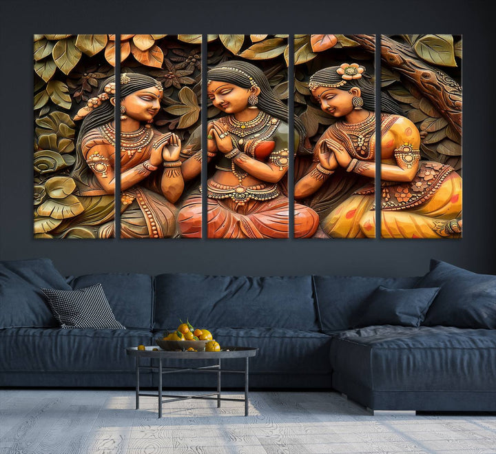 Indian Woman Statue Wall Art Canvas Print