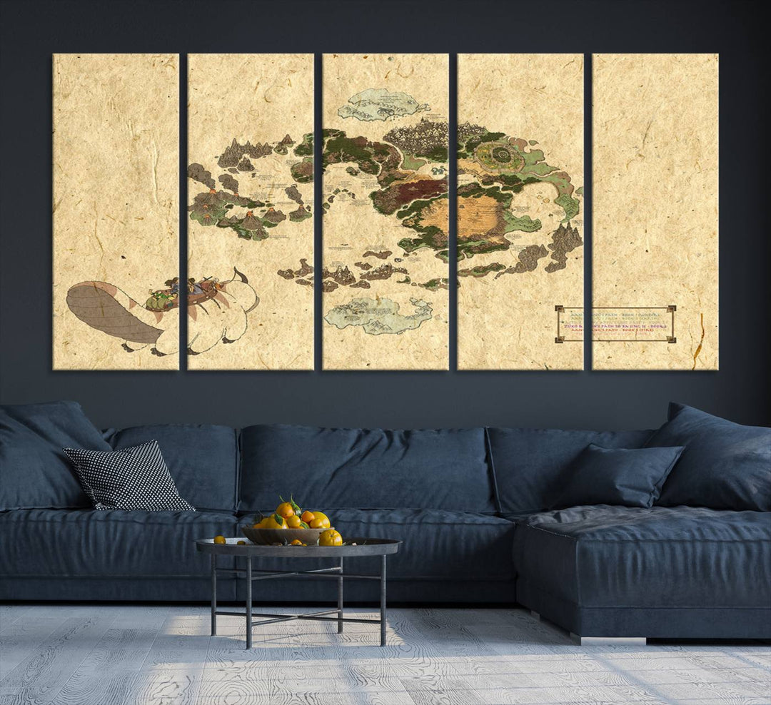 Last Air-Bender Avatar World Map Wall Art Canvas PrintWall Art Canvas Print