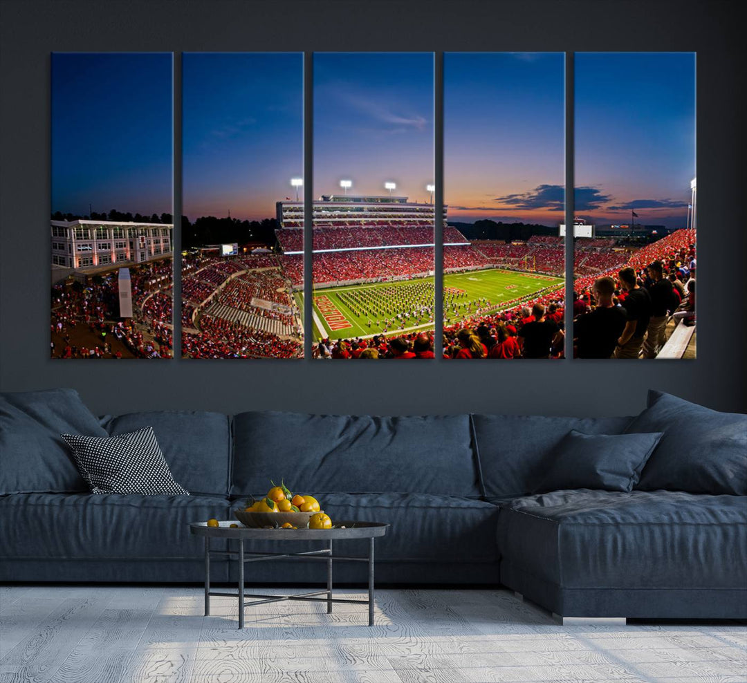 NC State Wolfpack Football Team Print - Raleigh Carter-Finley Stadium Wall Art Canvas Print