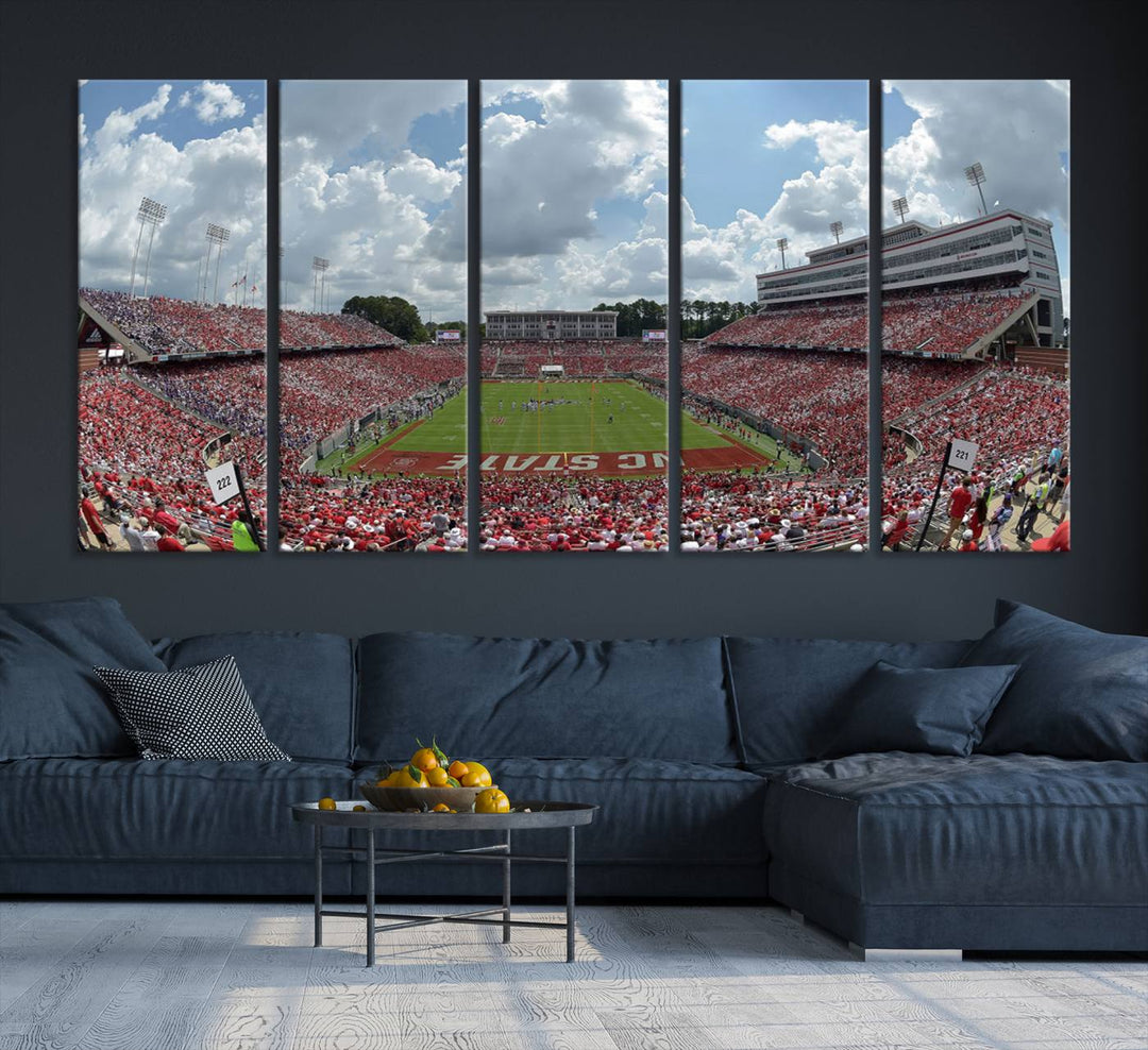 NC State Wolfpack Football Team Print - Raleigh Carter-Finley Stadium Wall Art Canvas Print