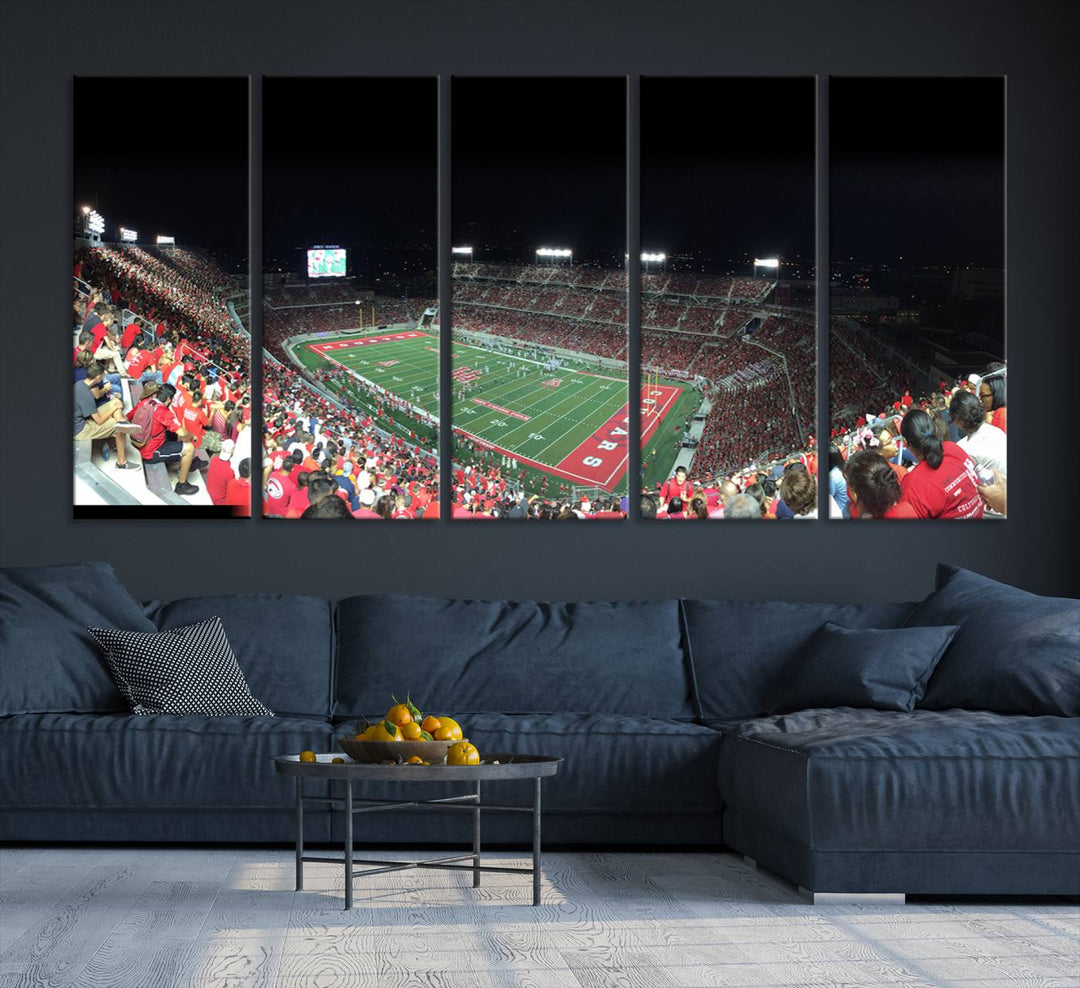 Houston Cougars Football Team Print - Houston TDECU Stadium Wall Art Canvas Print