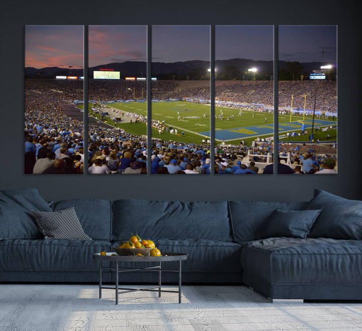 UCLA Bruins Football Team Print - Pasadena Rose Bowl Stadium Wall Art Canvas Print