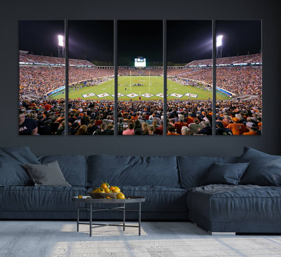 Virginia Cavaliers Football Team Print - Charlottesville Scott Stadium Wall Art Canvas Print