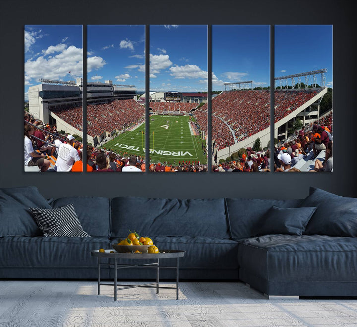 Virginia Tech Hokies Football Team Print - Blacksburg Lane Stadium Wall Art Canvas Print