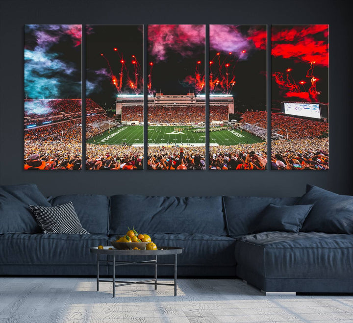 Virginia Tech Hokies Football Team Print - Blacksburg Lane Stadium Wall Art Canvas Print