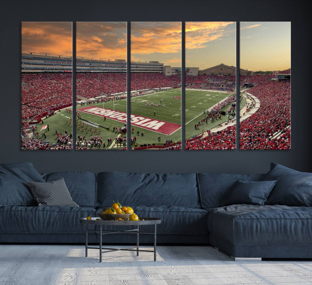 Wisconsin Badgers Football Team Print - Madison Camp Randall Stadium Wall Art Canvas Print