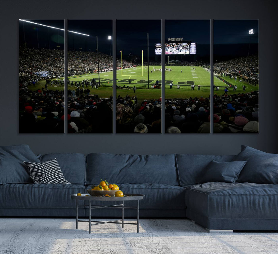 Purdue Boilermakers Football Team Print - West Lafayette Ross–Ade Stadium Wall Art Canvas Print