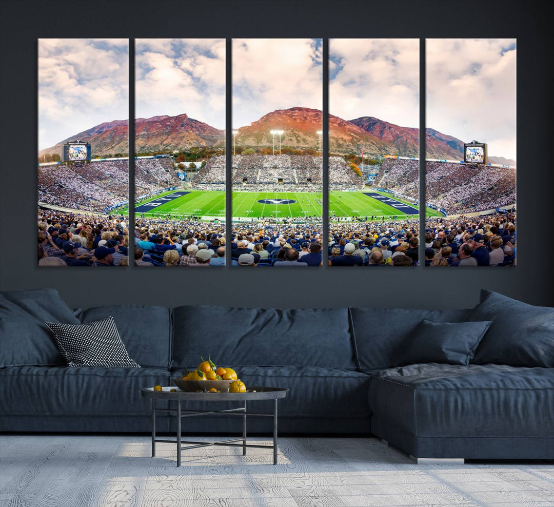 Brigham Young University Cougars Football Team Print - Provo LaVell Edwards Stadium Wall Art Canvas Print.