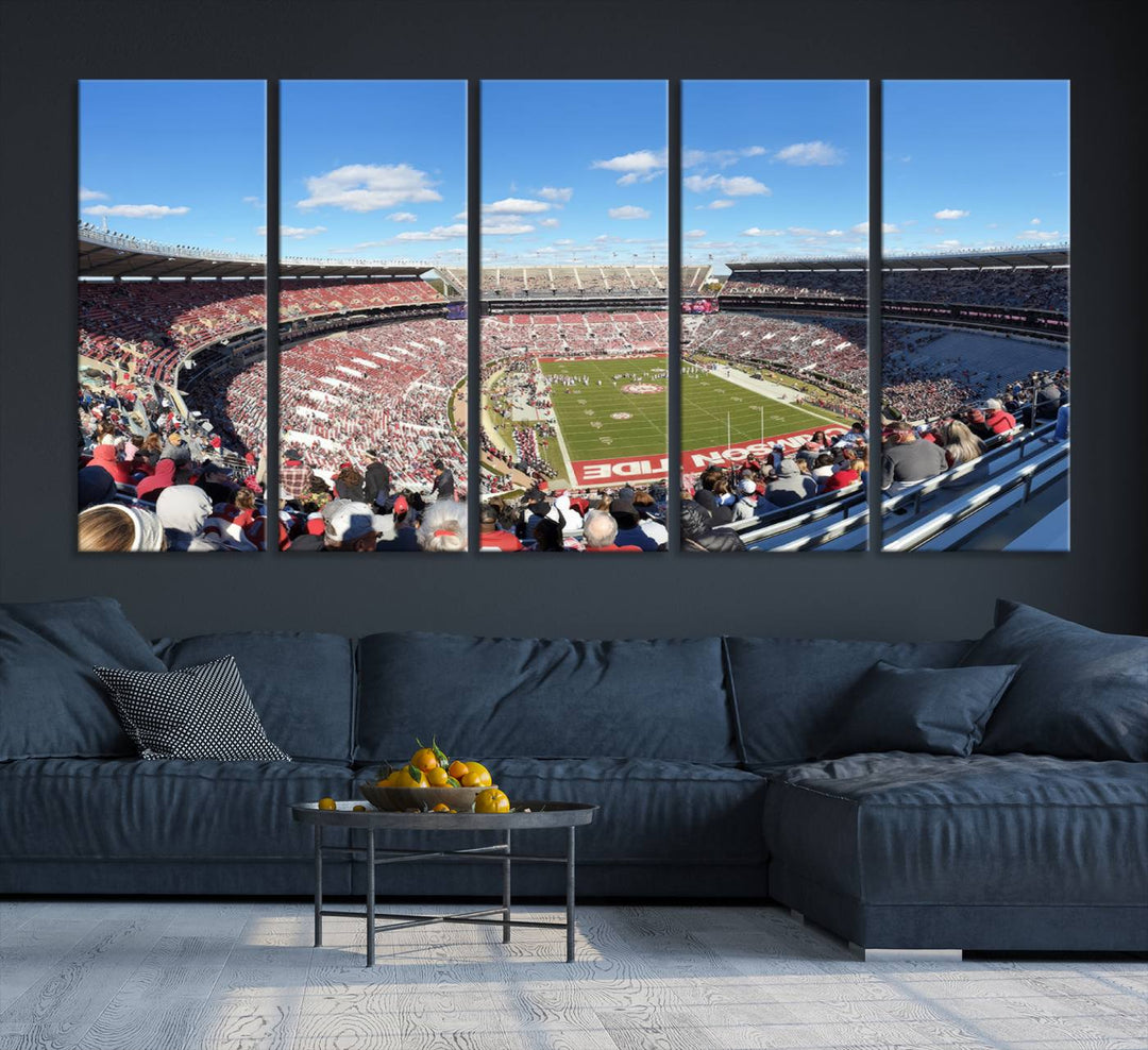 University of Alabama Crimson Tide Football Team Print - Tuscaloosa Bryant-Denny Stadium Wall Art Canvas Print