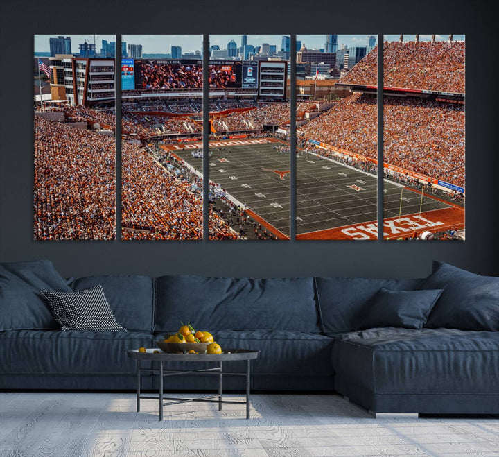 University of Texas Longhorns Football Team Print - Austin Darrell K Royal-Texas Memorial Stadium Wall Art Canvas Print