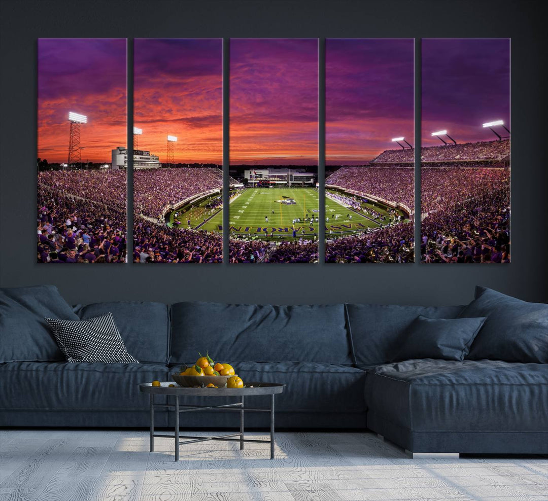 East Carolina University Pirates Football Team Print - Greenville Dowdy-Ficklen Stadium Wall Art Canvas Print