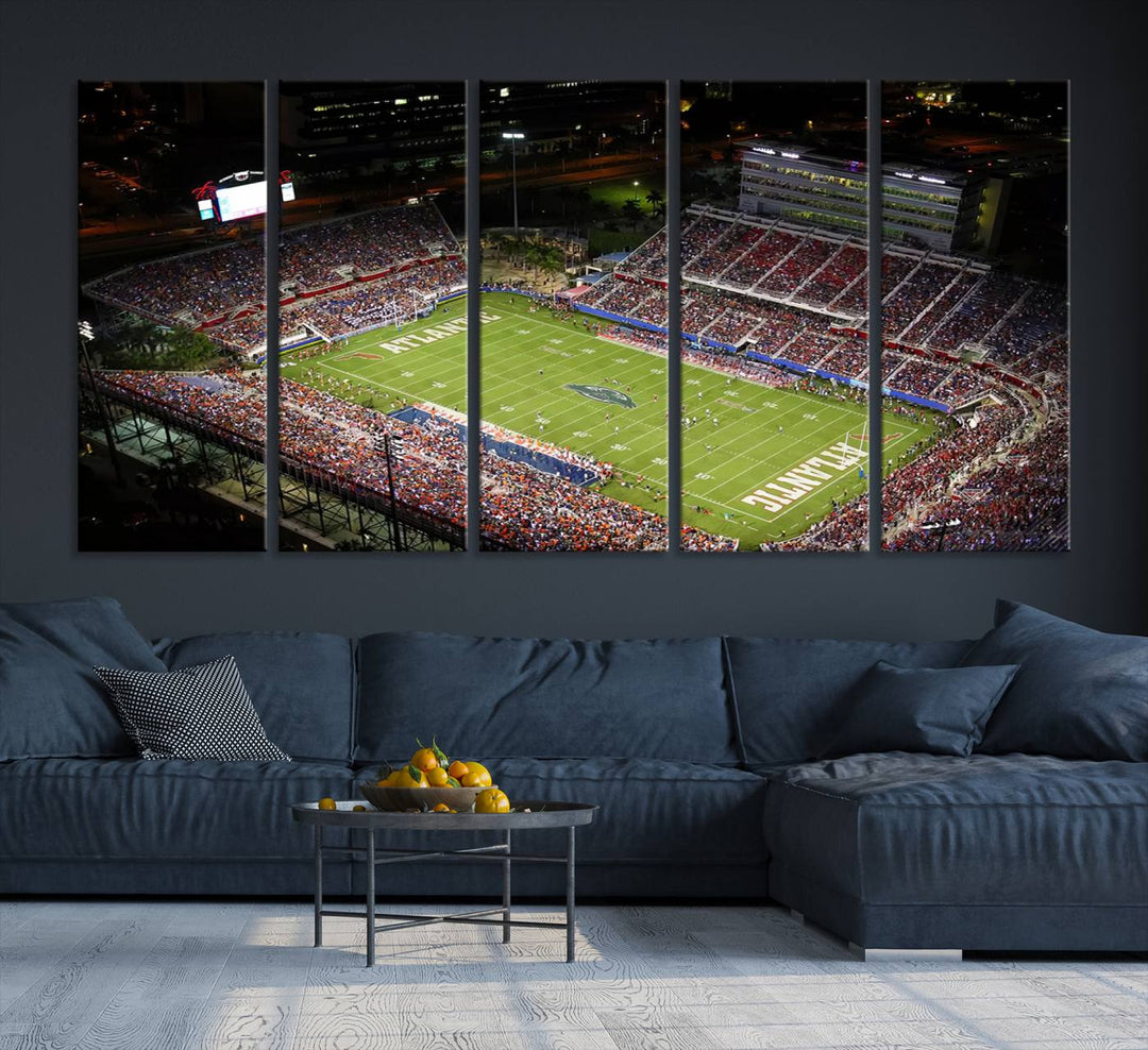 Florida Atlantic University Owls Football Team Print - Boca Raton FAU Stadium Wall Art Canvas Print