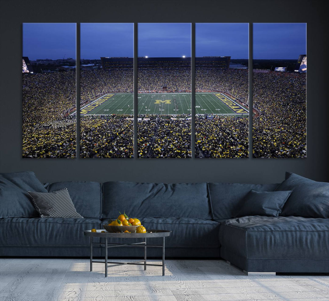 University of Michigan Wolverines Football Team Print - Ann Arbor Michigan Stadium Wall Art Canvas Print