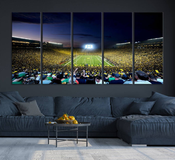 University of Michigan Wolverines Football Team Print - Ann Arbor Michigan Stadium Wall Art Canvas Print