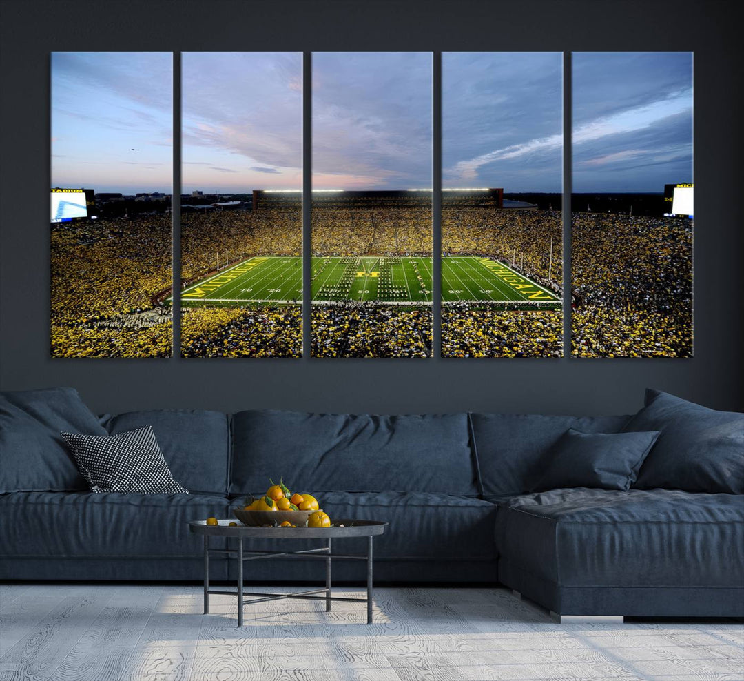 University of Michigan Wolverines Football Team Print - Ann Arbor Michigan Stadium Wall Art Canvas Print