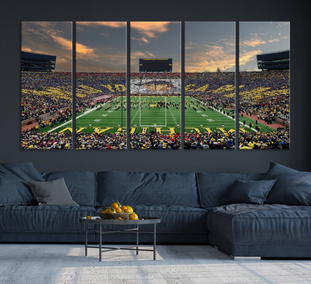 University of Michigan Wolverines Football Team Print - Ann Arbor Michigan Stadium Wall Art Canvas Print