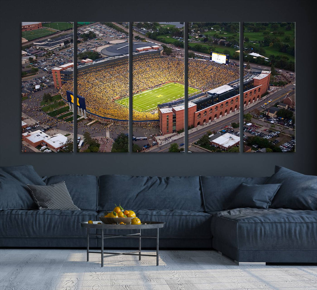 University of Michigan Wolverines Football Team Print - Ann Arbor Michigan Stadium Wall Art Canvas Print