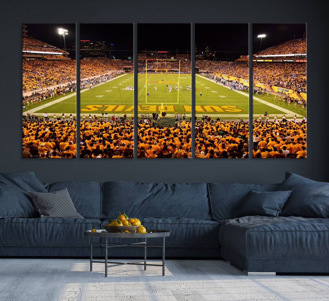 ASU Sun Devils Football Team Print - Phoenix Mountain America Stadium Wall Art Canvas Print