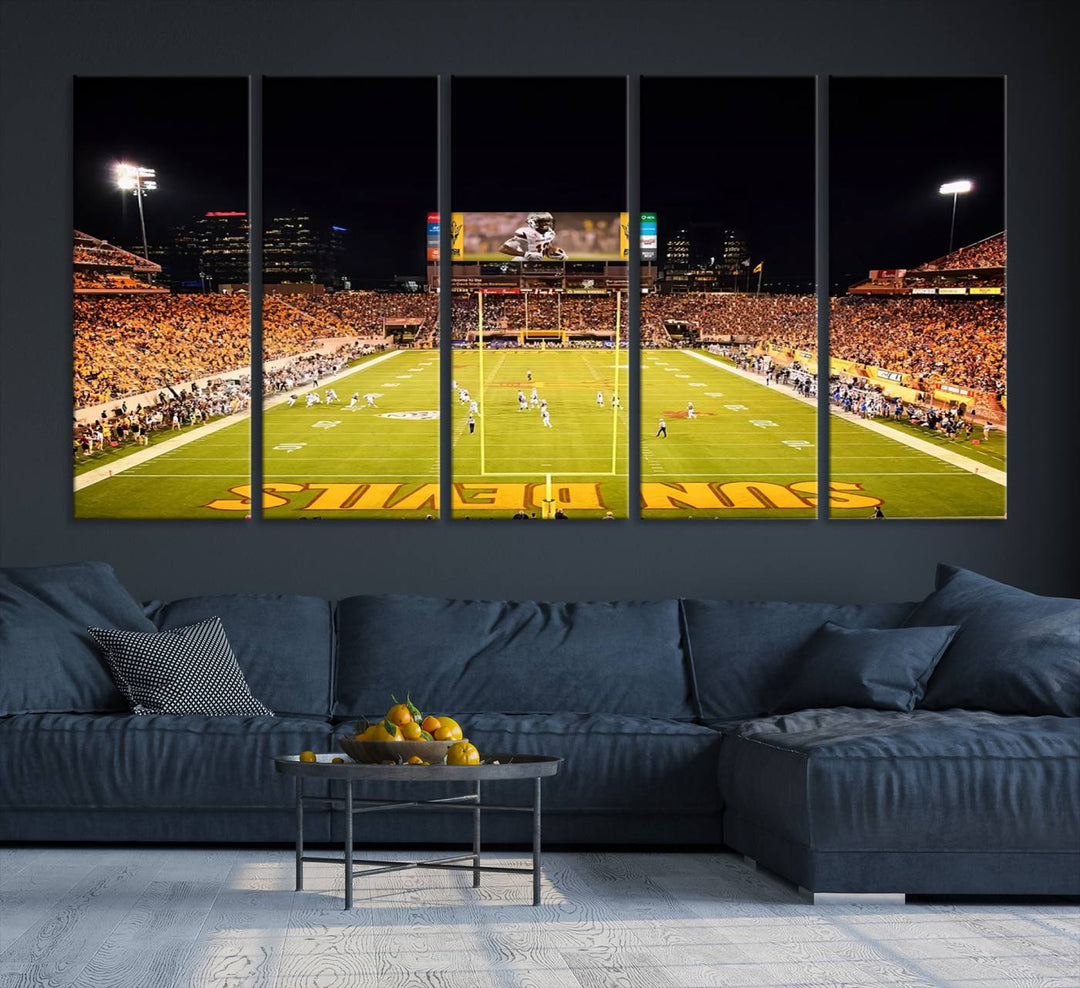 ASU Sun Devils Football Team Print - Phoenix Mountain America Stadium Wall Art Canvas Print