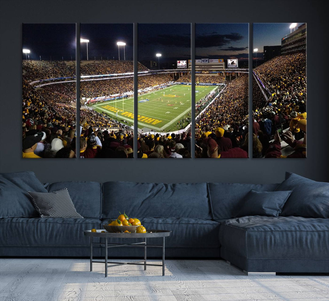 ASU Sun Devils Football Team Print - Phoenix Mountain America Stadium Wall Art Canvas Print