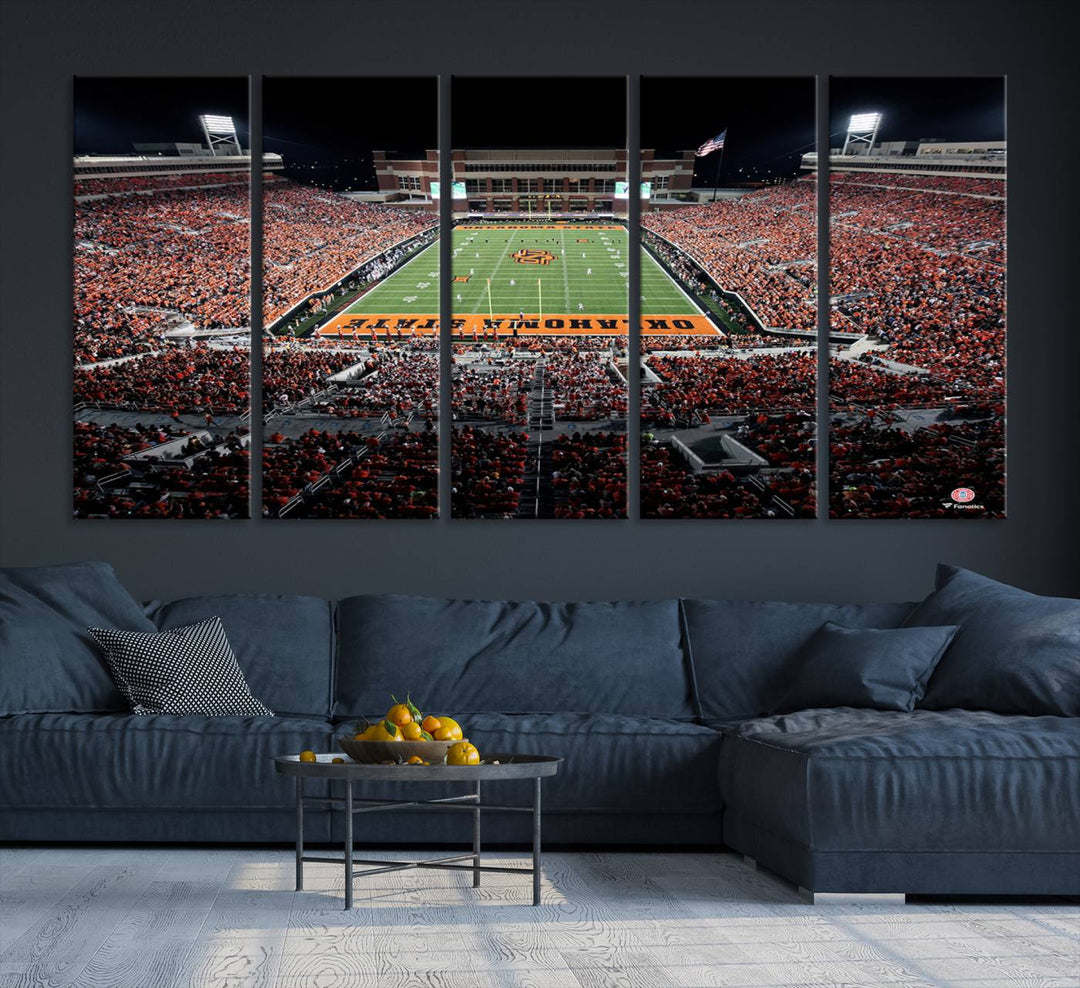 Oklahoma State Cowboys Football Team Print - Stillwater Boone Pickens Stadium Wall Art Canvas Print