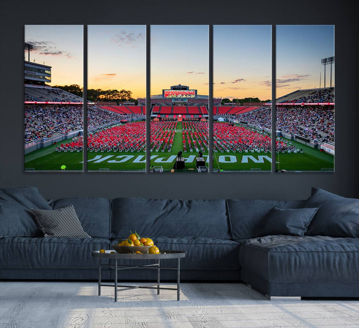 NC State Wolfpack Football Team Print - Raleigh Carter-Finley Stadium Wall Art Canvas Print