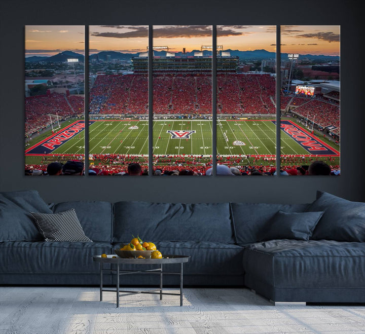 Arizona Wildcats Football Team Print - Tucson Arizona Stadium Wall Art Canvas Print