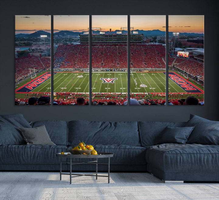 Arizona Wildcats Football Team Print - Tucson Arizona Stadium Wall Art Canvas Print